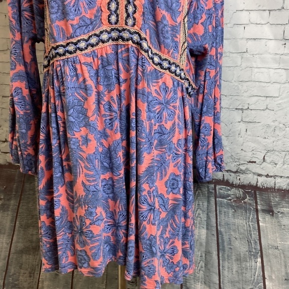 J Jill Boho Tunic Blouse XL Garden Refresh Pink Blue Floral Embroidered Hippie - Picture 10 of 16